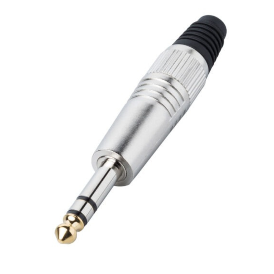 SS80 Ø 6,3 mm stereo jack plug with golden tip