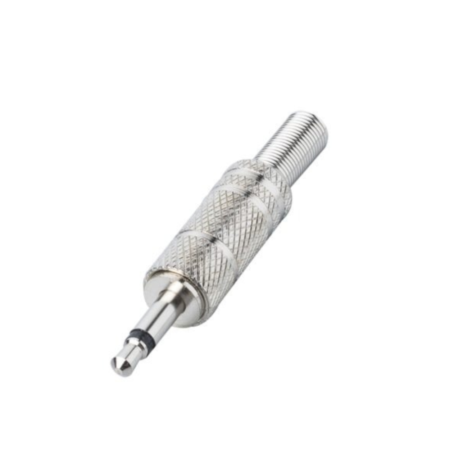 Ø 3,5 mm mono jack plug with metal body and metal spring cable guide